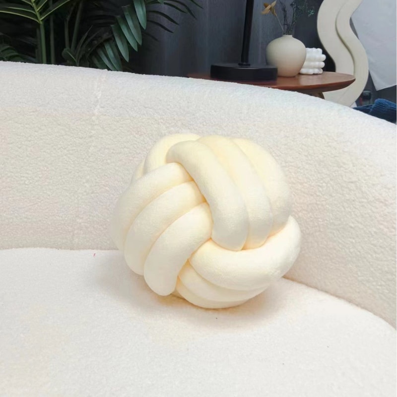 Luxury Glossy Accent Pillow With Tassel Details Braided Cord Knot Ball Cushion For Sofa Bohemian St 5