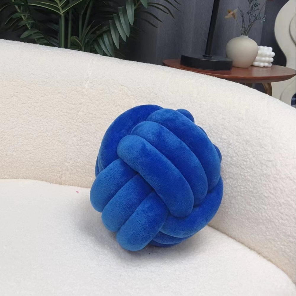 Luxury Glossy Accent Pillow With Tassel Details Braided Cord Knot Ball Cushion For Sofa Bohemian St 6