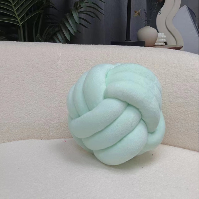 Luxury Glossy Accent Pillow With Tassel Details Braided Cord Knot Ball Cushion For Sofa Bohemian St 7