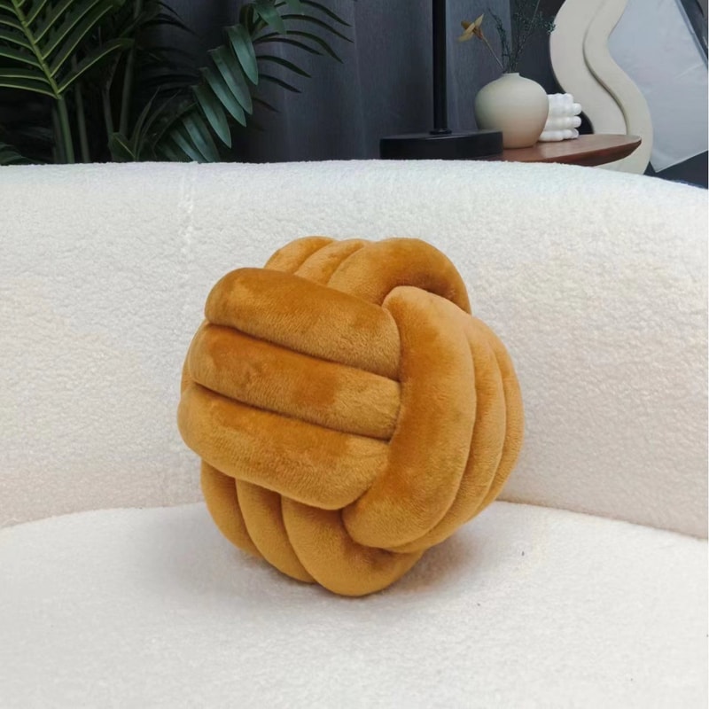 Luxury Glossy Accent Pillow With Tassel Details Braided Cord Knot Ball Cushion For Sofa Bohemian St 10