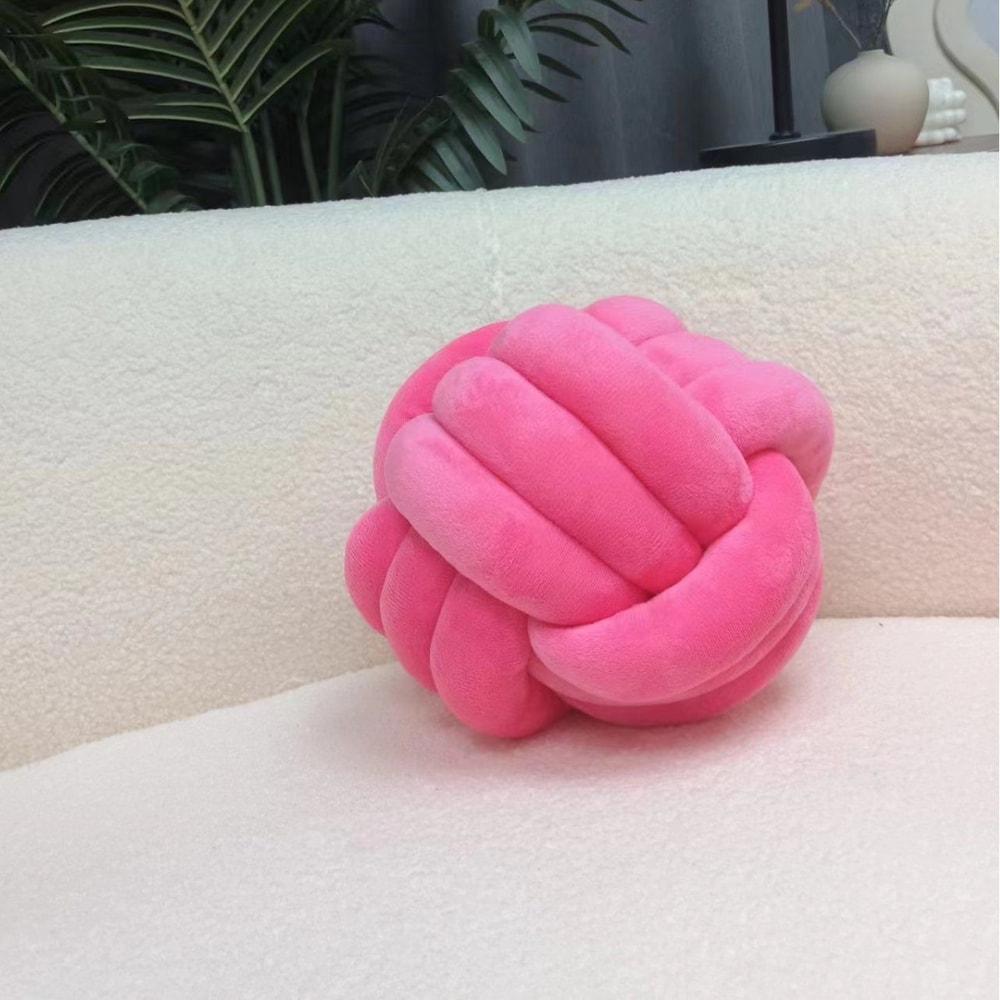 Luxury Glossy Accent Pillow With Tassel Details Braided Cord Knot Ball Cushion For Sofa Bohemian St 16