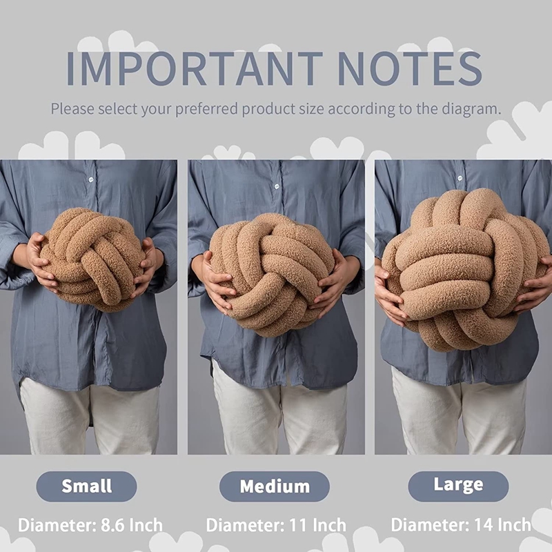 Soft Yellow Handmade Knotted Plush Round Throw Pillow, Circle Ball Cushion for Home, Living Room Halloween Decor