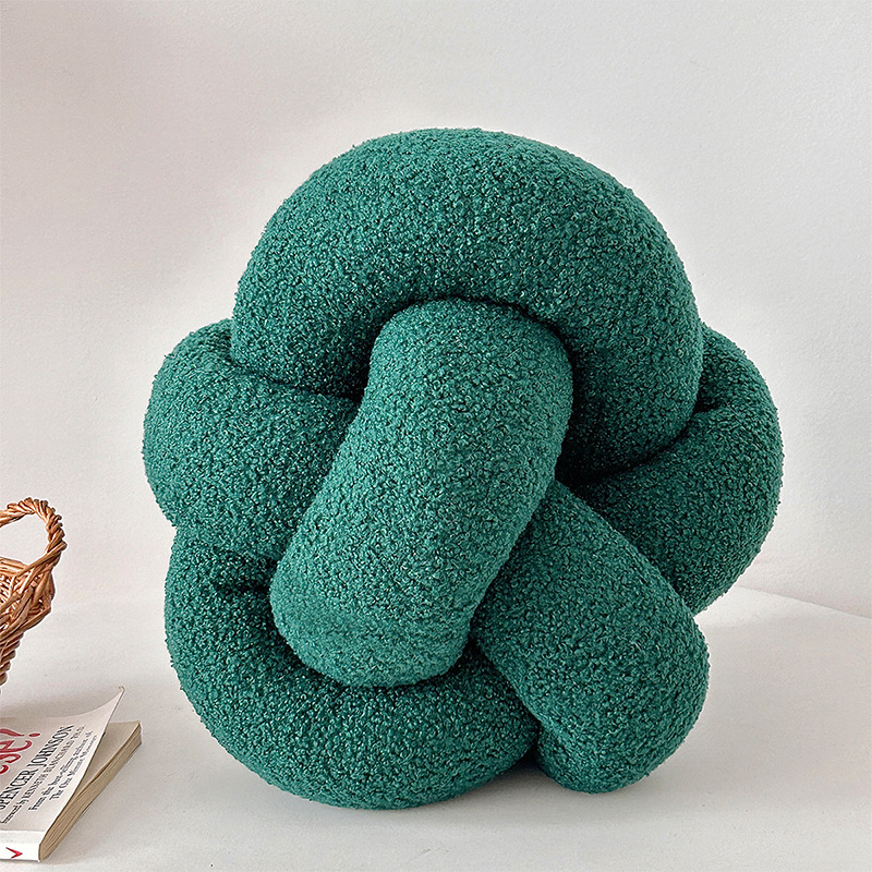 Single-Standed Knotted Ball Pillow, Lamb Velvet Sofa Cushion, Bed Backrest