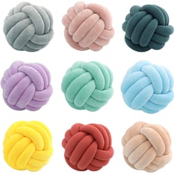 handmade knotted pillow, inyahome soft knot ball throw cushion, plush decorative round pillow for kids' room