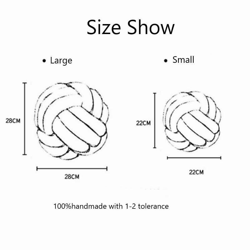 Handmade Knotted Pillow Inyahome Soft Knot Ball Throw Cushion Plush Decorative Round Pillow For Kid 1