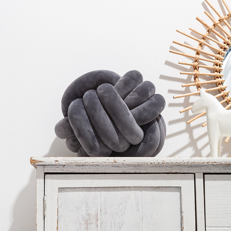 Handmade Knotted Pillow Inyahome Soft Knot Ball Throw Cushion Plush Decorative Round Pillow For Kid 9