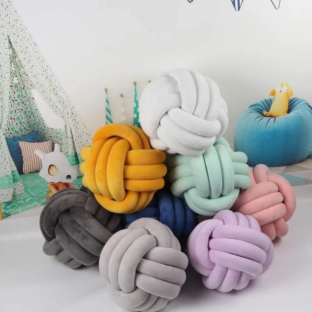 Decorative Knot Ball Pillows Round Plush Aesthetic Cushion Soft Stress Relieving Pillows for Bed Decor