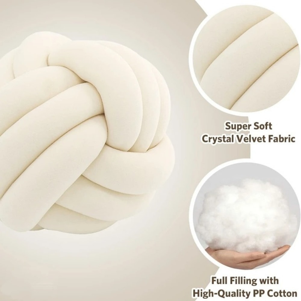 Decorative Knot Ball Pillows Round Plush Aesthetic Cushion Soft Stress Relieving Pillows for Bed Decor