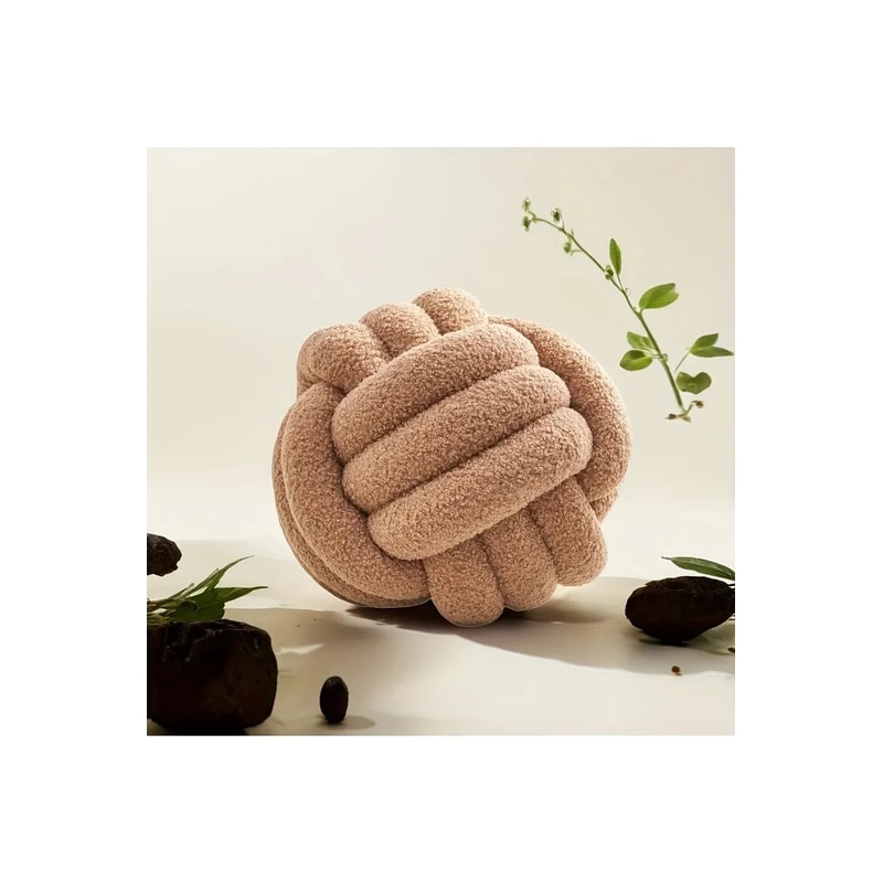 Woven Ball Pillow for Home Bedroom Decoration, Knotted Cushion with Backrest, Round Ball Shape Bed Cushion for Sofa