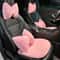 Soft Plush Car Headrest, Comfortable Lumbar Support Cartoon Bowknot Pillow for Car Interior and Winter Decoration