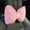 Soft Plush Car Headrest, Comfortable Lumbar Support Cartoon Bowknot Pillow for Car Interior and Winter Decoration