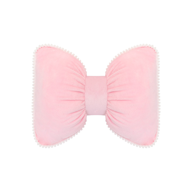 Soft Plush Car Headrest, Comfortable Lumbar Support Cartoon Bowknot Pillow for Car Interior and Winter Decoration
