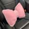 Soft Plush Car Headrest, Comfortable Lumbar Support Cartoon Bowknot Pillow for Car Interior and Winter Decoration