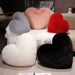 heart-shaped cushion in nordic style, soft throw pillow, solid color, pink, white, black, ideal for sofa or bedside