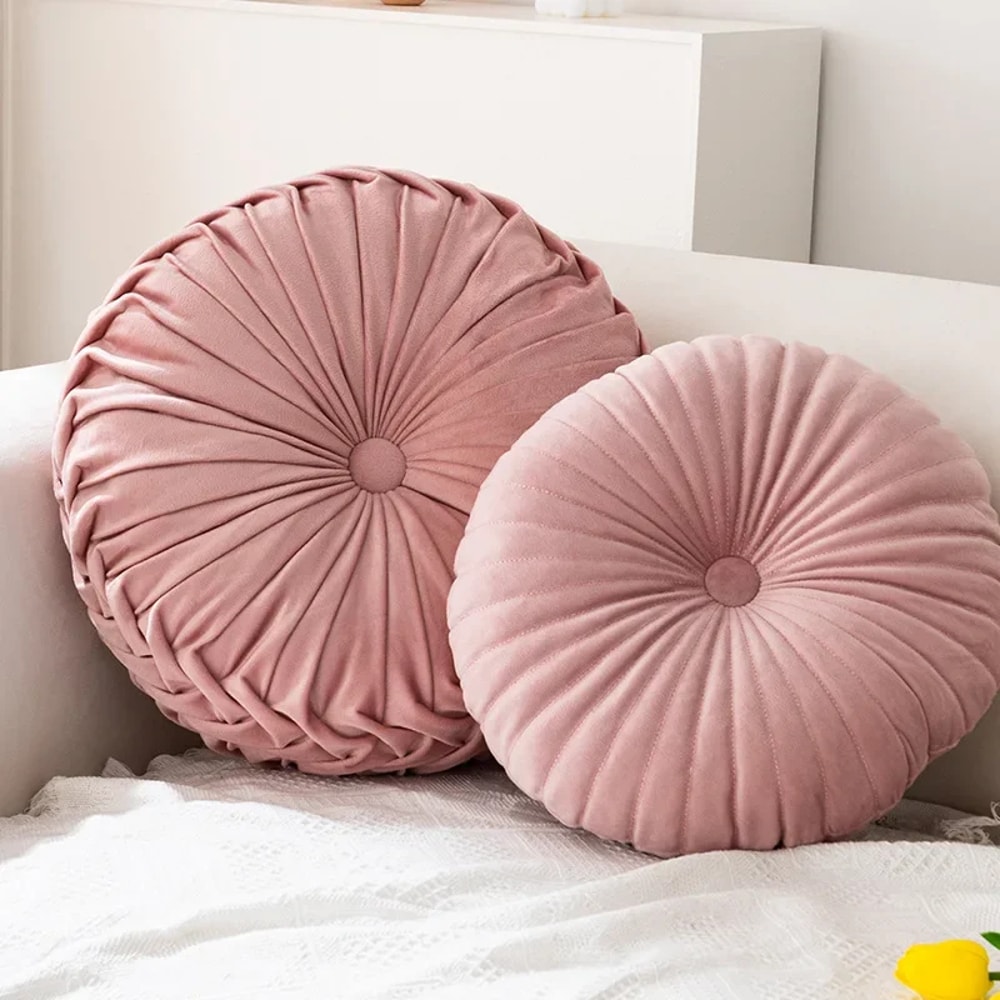 Round Pumpkin Pillow Pink Cushion Living Room Sofa Decorative Wheel Futon