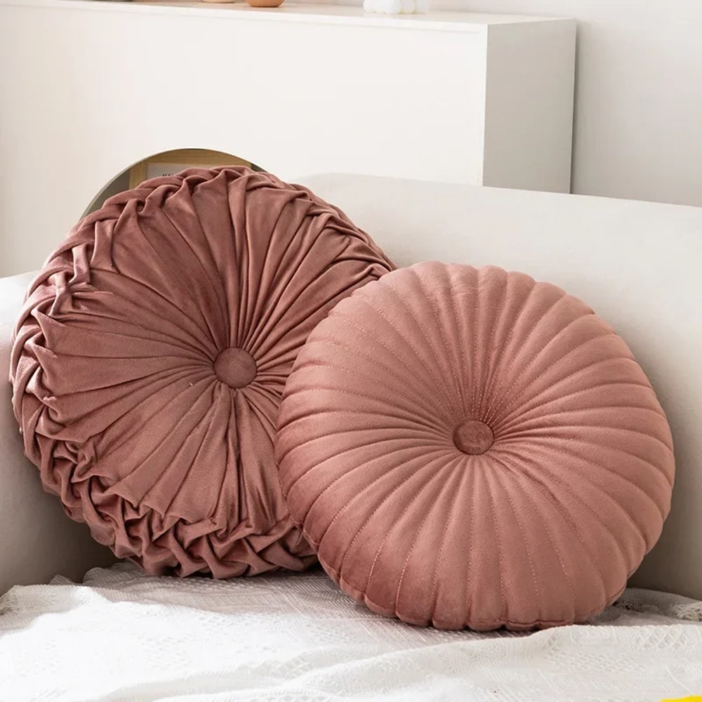 Round Pumpkin Pillow Pink Cushion Living Room Sofa Decorative Wheel Futon