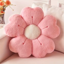 cozy soft plush daisy flower throw pillow, decorative cushion for bed & sofa, white/pink, beautiful floral design