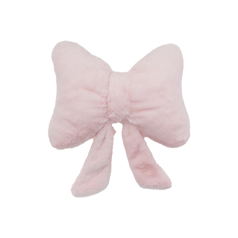 Rabbit Fur Comfortable Car Seat Cushion, Pink Bow Ribbon Couch Pillow