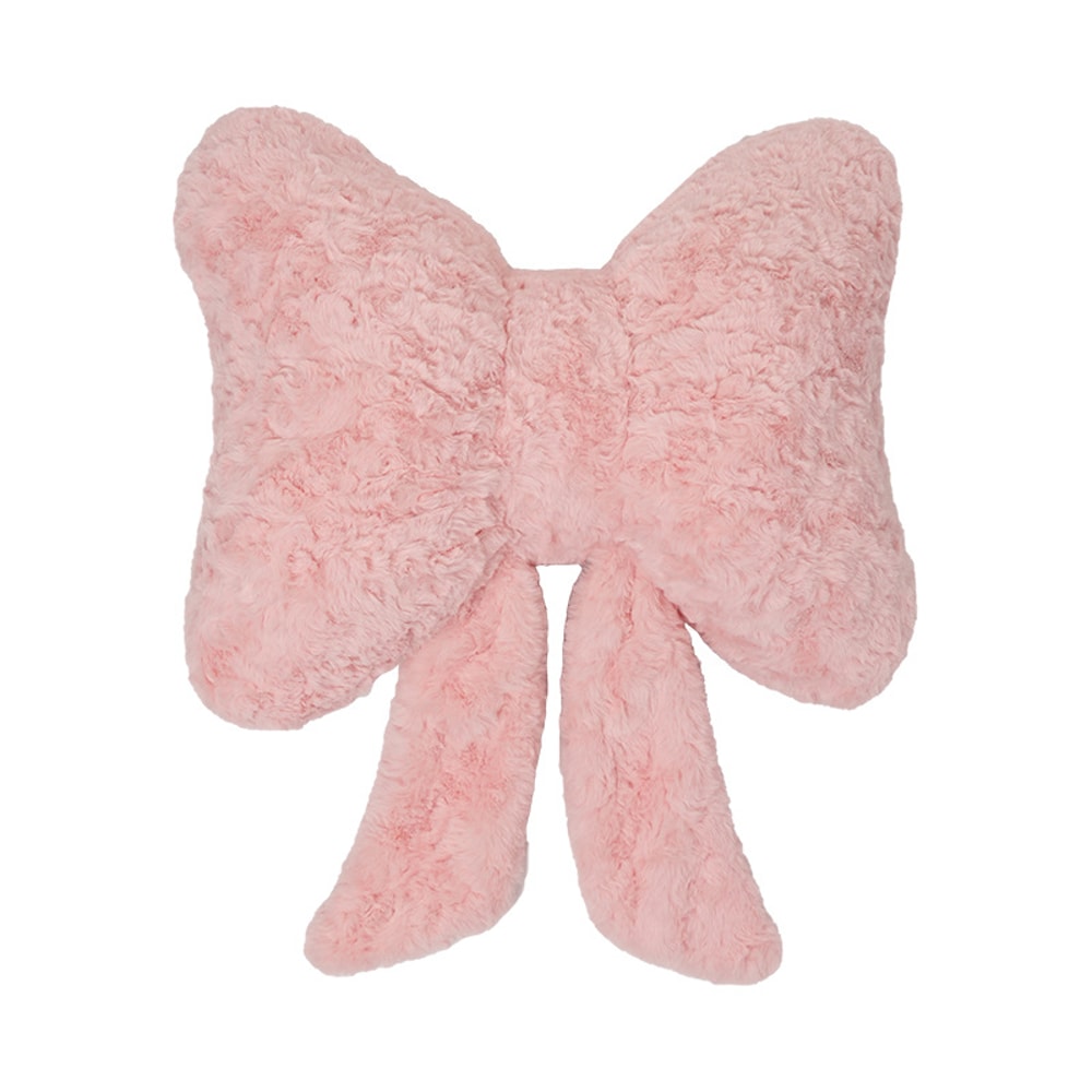 Rabbit Fur Comfortable Car Seat Cushion, Pink Bow Ribbon Couch Pillow