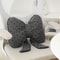 Rabbit Fur Comfortable Car Seat Cushion, Pink Bow Ribbon Couch Pillow