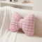 Rabbit Fur Comfortable Car Seat Cushion, Pink Bow Ribbon Couch Pillow