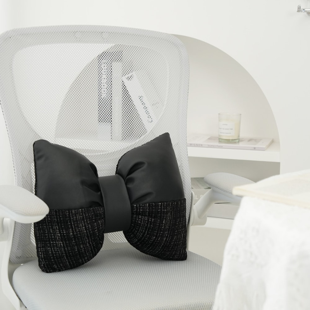 Rabbit Fur Comfortable Car Seat Cushion, Pink Bow Ribbon Couch Pillow