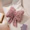 Rabbit Fur Comfortable Car Seat Cushion, Pink Bow Ribbon Couch Pillow