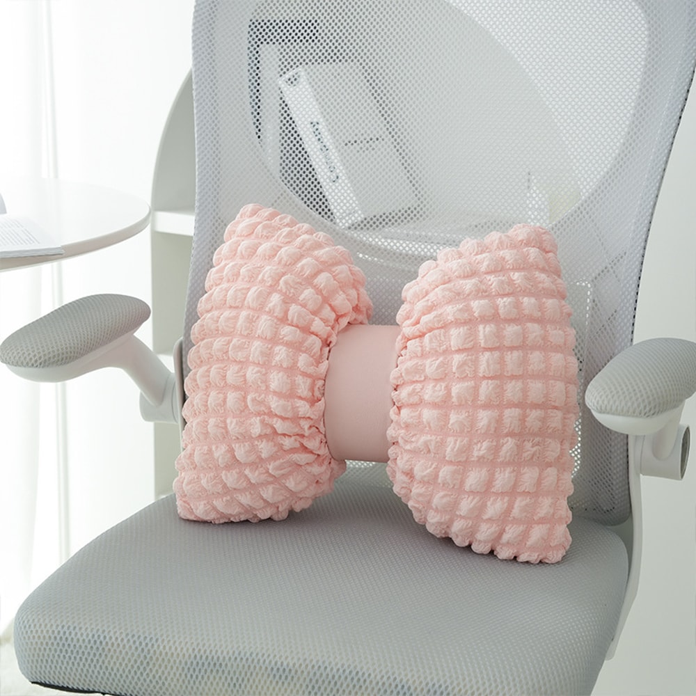 Rabbit Fur Comfortable Car Seat Cushion, Pink Bow Ribbon Couch Pillow
