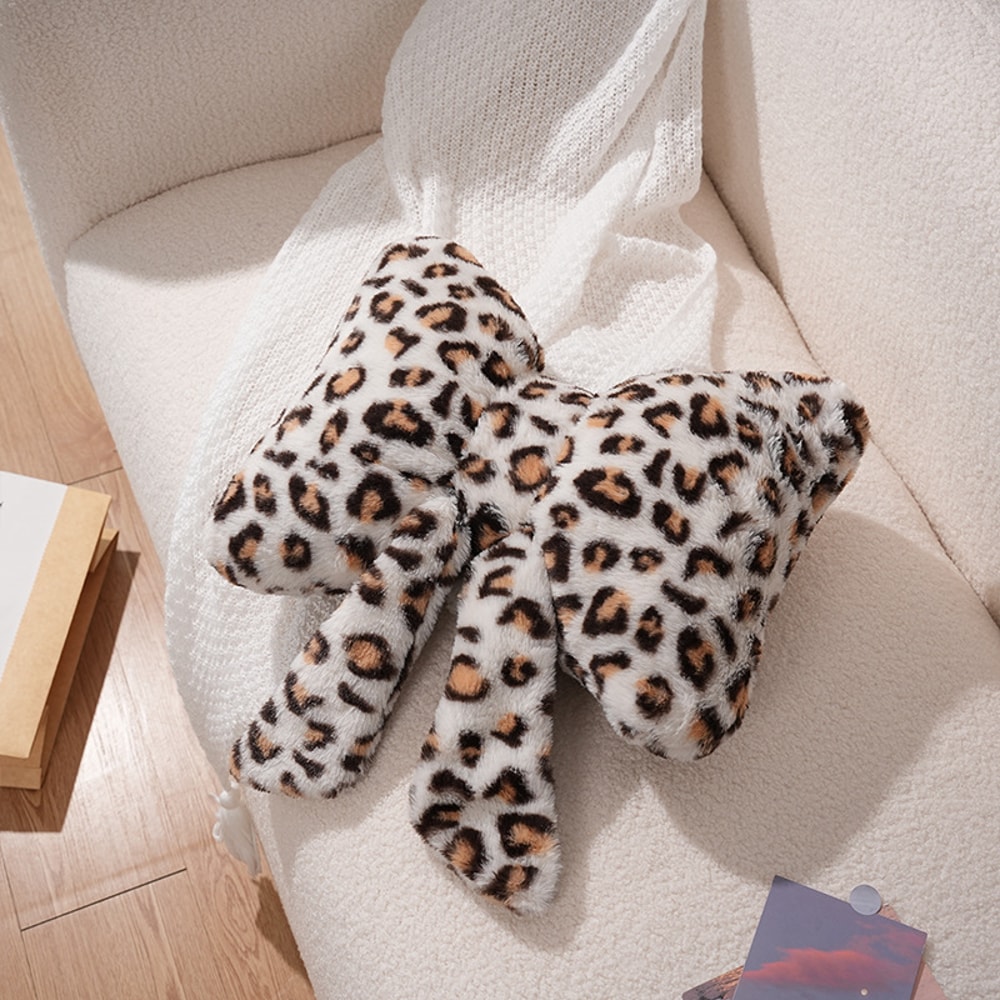 Rabbit Fur Comfortable Car Seat Cushion, Pink Bow Ribbon Couch Pillow