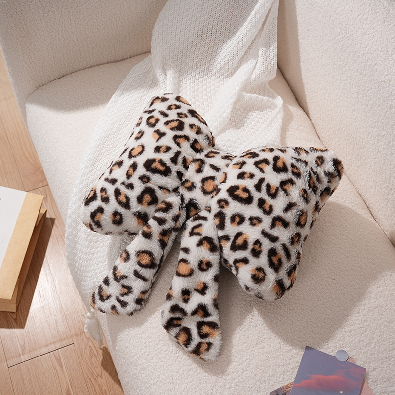 Rabbit Fur Comfortable Car Seat Cushion, Pink Bow Ribbon Couch Pillow