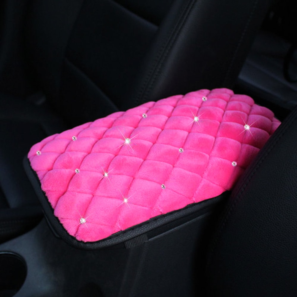 Auto Bone-Shaped Headrest, Pink Super Plush Car Neck Pillow, Seat Support Waist Pillows for Women Car Interior Accessori