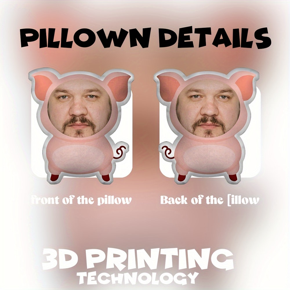 Quirky Customised Pink Pig DoubleSided Printed Face Cushion Pillow Fun Seat Cushion 3