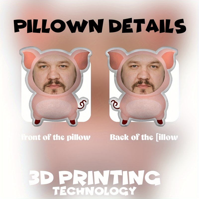 Quirky Customised Pink Pig DoubleSided Printed Face Cushion Pillow Fun Seat Cushion 3