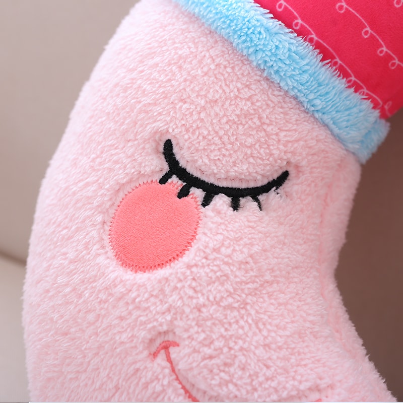 Soft Fluffy Star Cloud Moon Plush Pillow, Yellow Pink Blue Plushie Cushion, Shy Emotion Decoration