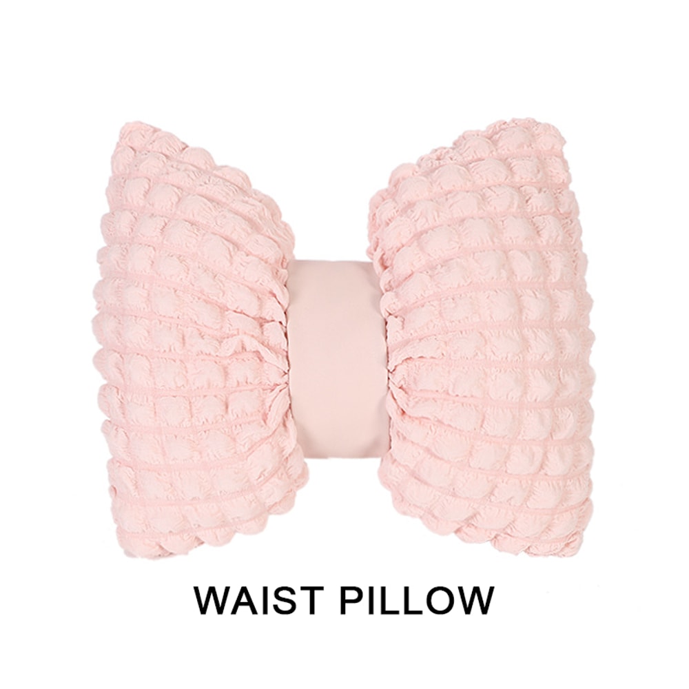 Cartoon Bowknot Car Waist Pillow Soft Pink Lumbar Support Headrest For Car Interior Decoration 6