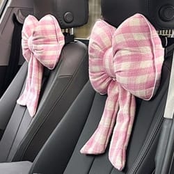 car headrest neck cushion pillows, bowknot pillows car seat neck rest pillow, pink car accessories for women
