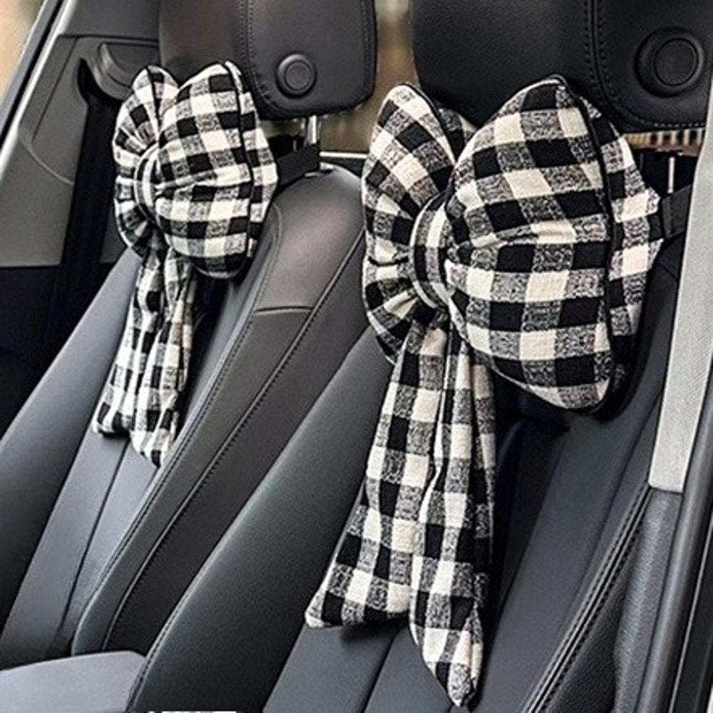 Car Headrest Neck Cushion Pillows Bowknot Pillows Car Seat Neck Rest Pillow Pink Car Accessories Fo 2