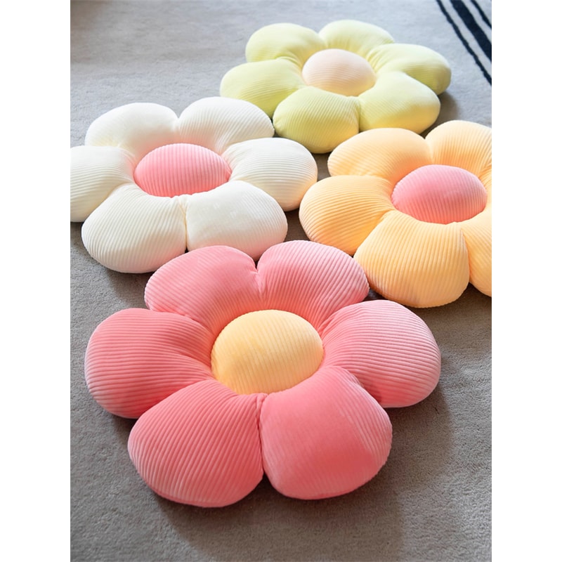 Pink Flower Pillow Bay Window Seat Cushion Girly Six Petal Flower Design For Kids Room 0