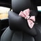 Pink Bow Universal Car Neck Pillow Four Seasons Ice Silk Waist Support Auto Seat Headrest Accessori 1