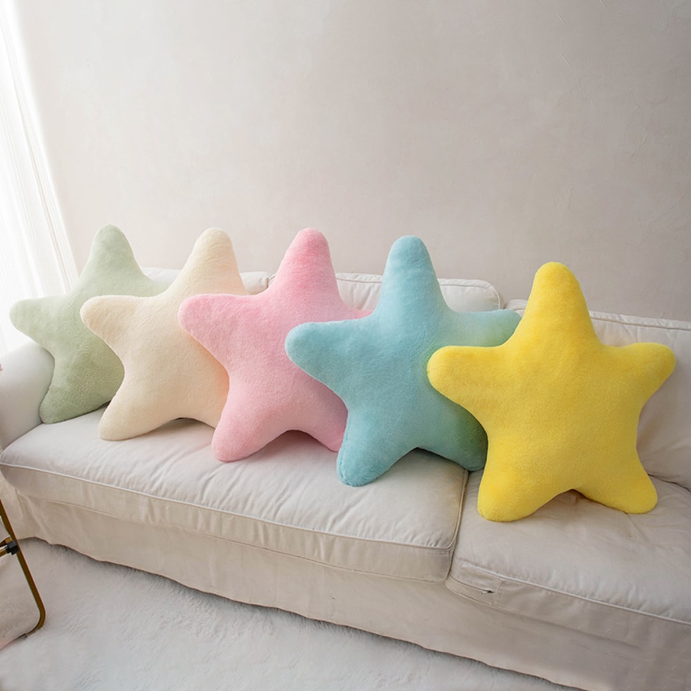 Colorful Star Plush Pillow Natural Sky Stuffed Cushion - Pink Yellow Blue Green Cream Sofa Chair Bed Decor