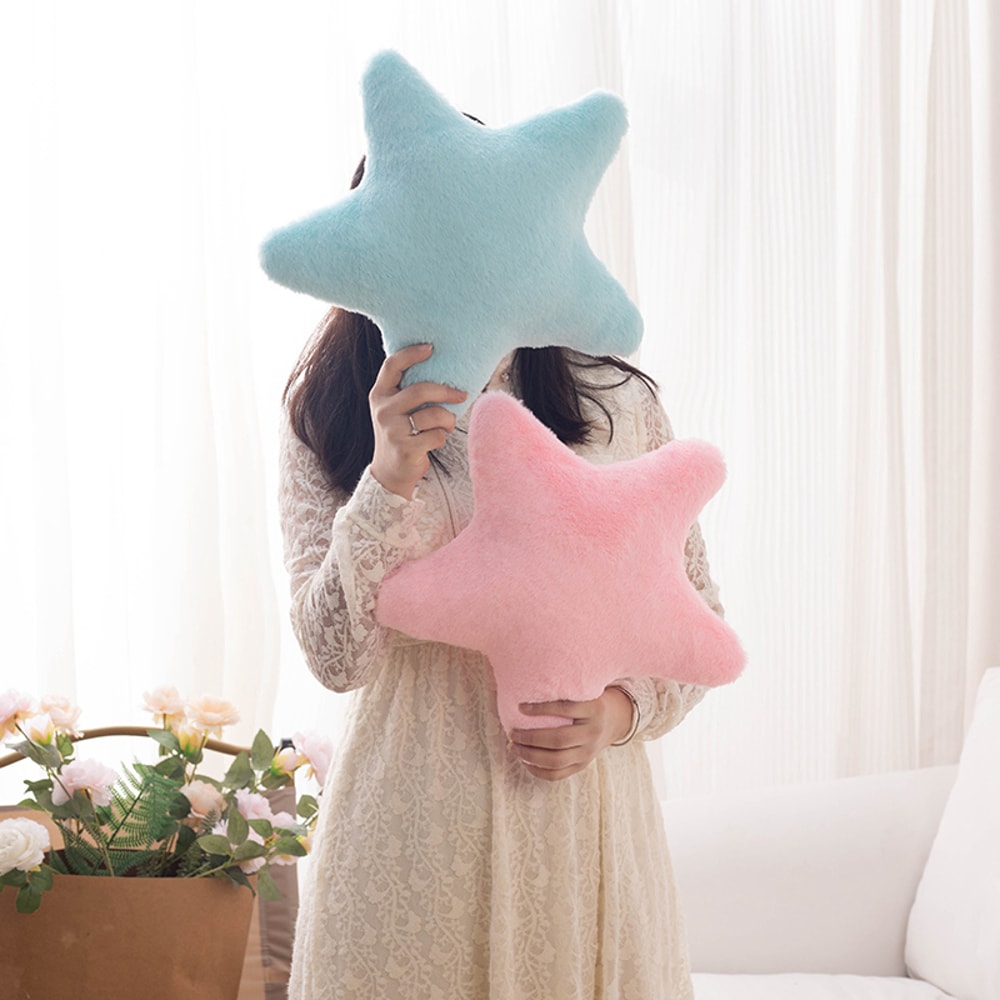 Colorful Star Plush Pillow Natural Sky Stuffed Cushion - Pink Yellow Blue Green Cream Sofa Chair Bed Decor