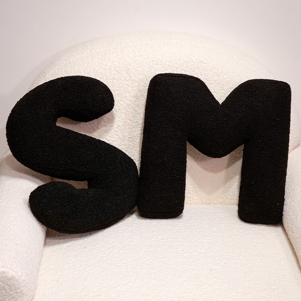 I Love U Soft Seat Cushion Black English Letters Plush Pillow For Back Support Sofa Chair Plushie D 2