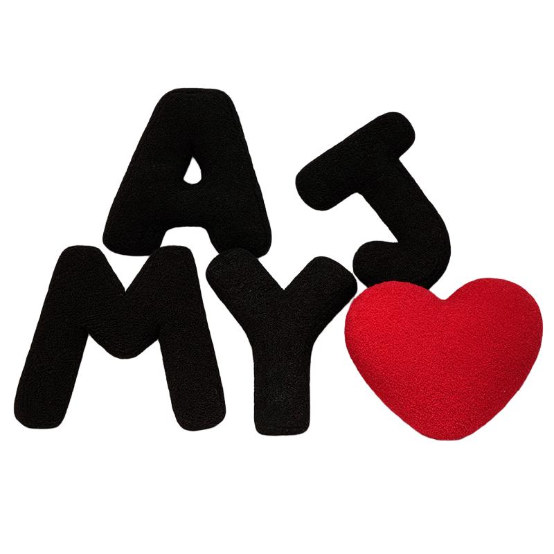 I Love U Soft Seat Cushion Black English Letters Plush Pillow For Back Support Sofa Chair Plushie D 5