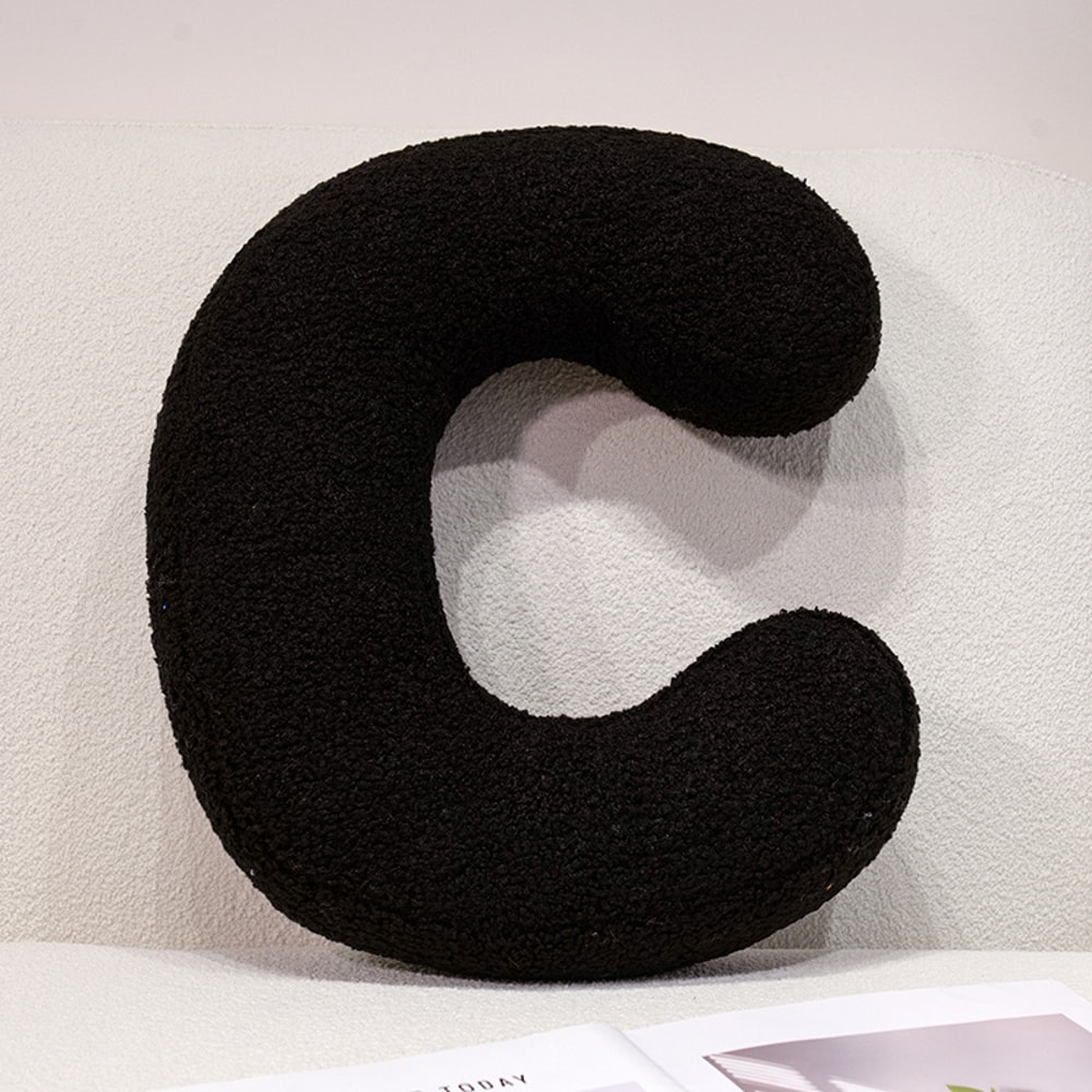 I Love U Soft Seat Cushion Black English Letters Plush Pillow For Back Support Sofa Chair Plushie D 8