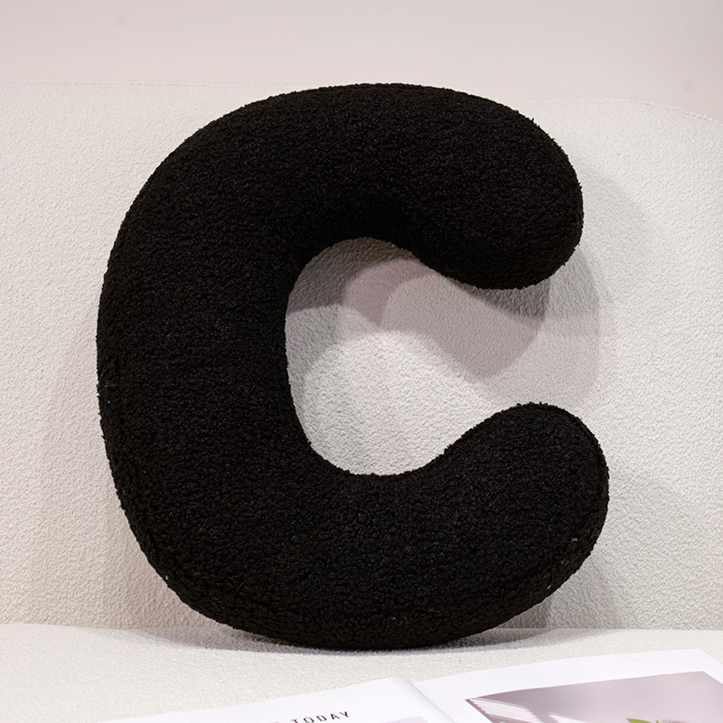 I Love U Soft Seat Cushion Black English Letters Plush Pillow For Back Support Sofa Chair Plushie D 8