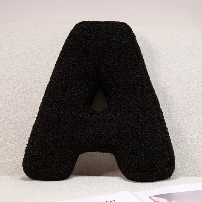 I Love U Soft Seat Cushion Black English Letters Plush Pillow For Back Support Sofa Chair Plushie D 6