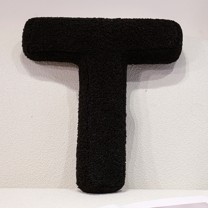 I Love U Soft Seat Cushion Black English Letters Plush Pillow For Back Support Sofa Chair Plushie D 25