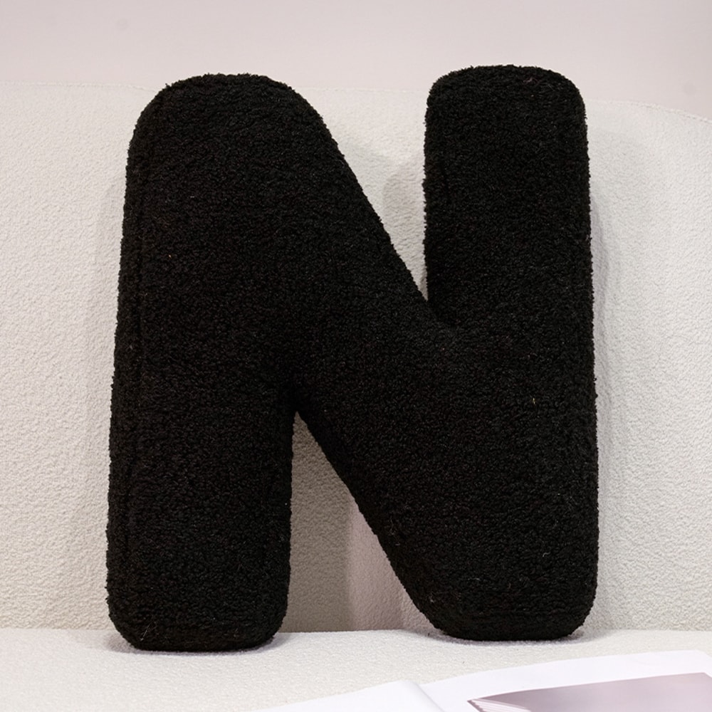 I Love U Soft Seat Cushion Black English Letters Plush Pillow For Back Support Sofa Chair Plushie D 19