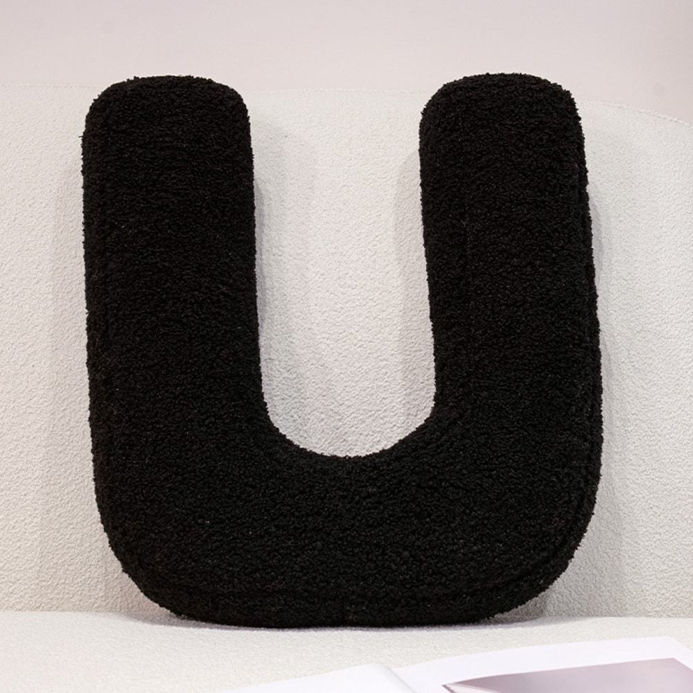 I Love U Soft Seat Cushion Black English Letters Plush Pillow For Back Support Sofa Chair Plushie D 26