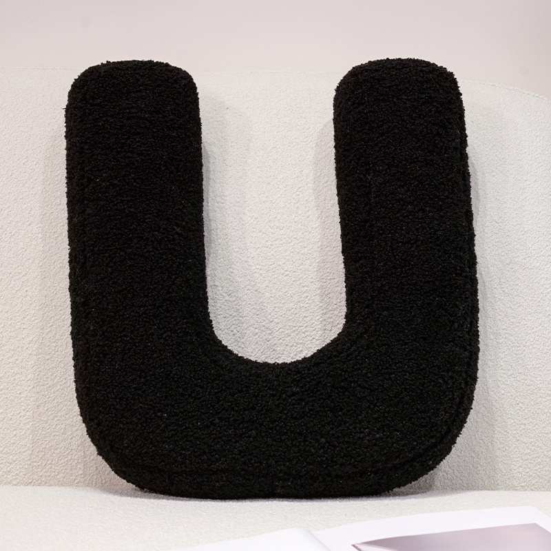 I Love U Soft Seat Cushion Black English Letters Plush Pillow For Back Support Sofa Chair Plushie D 26